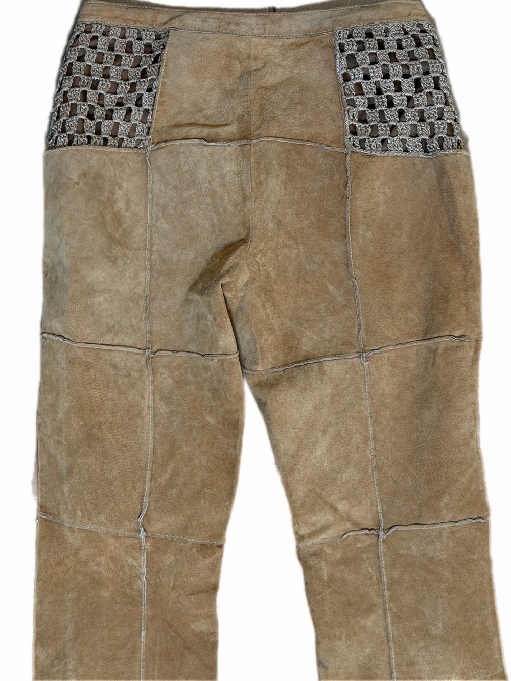 Y2K Wilson’s Leather Maxima Suede Denim Crochet Patchwork halter top & pant set - Picture 6 of 15